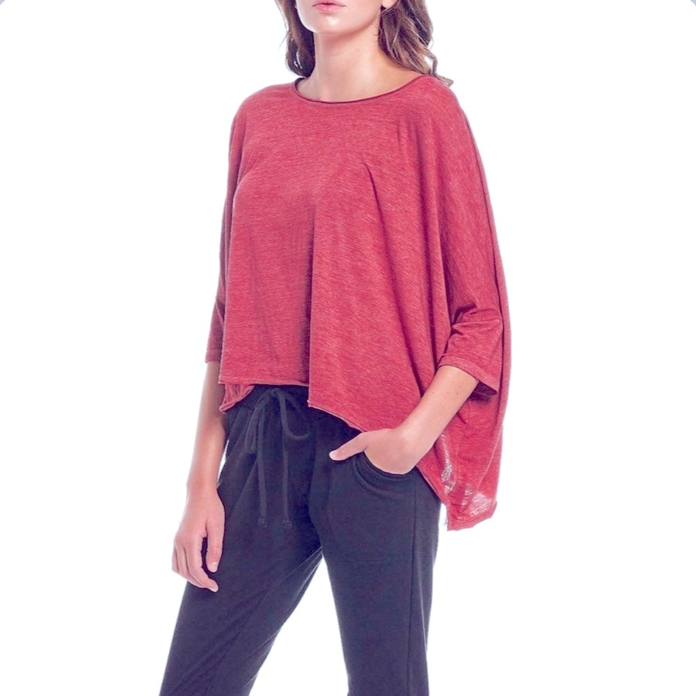 FREE PEOPLE MOVEMENT EUC ANTHRO BURN BABY BURN RED LOOSE FIT TOP - Picture 1 of 5